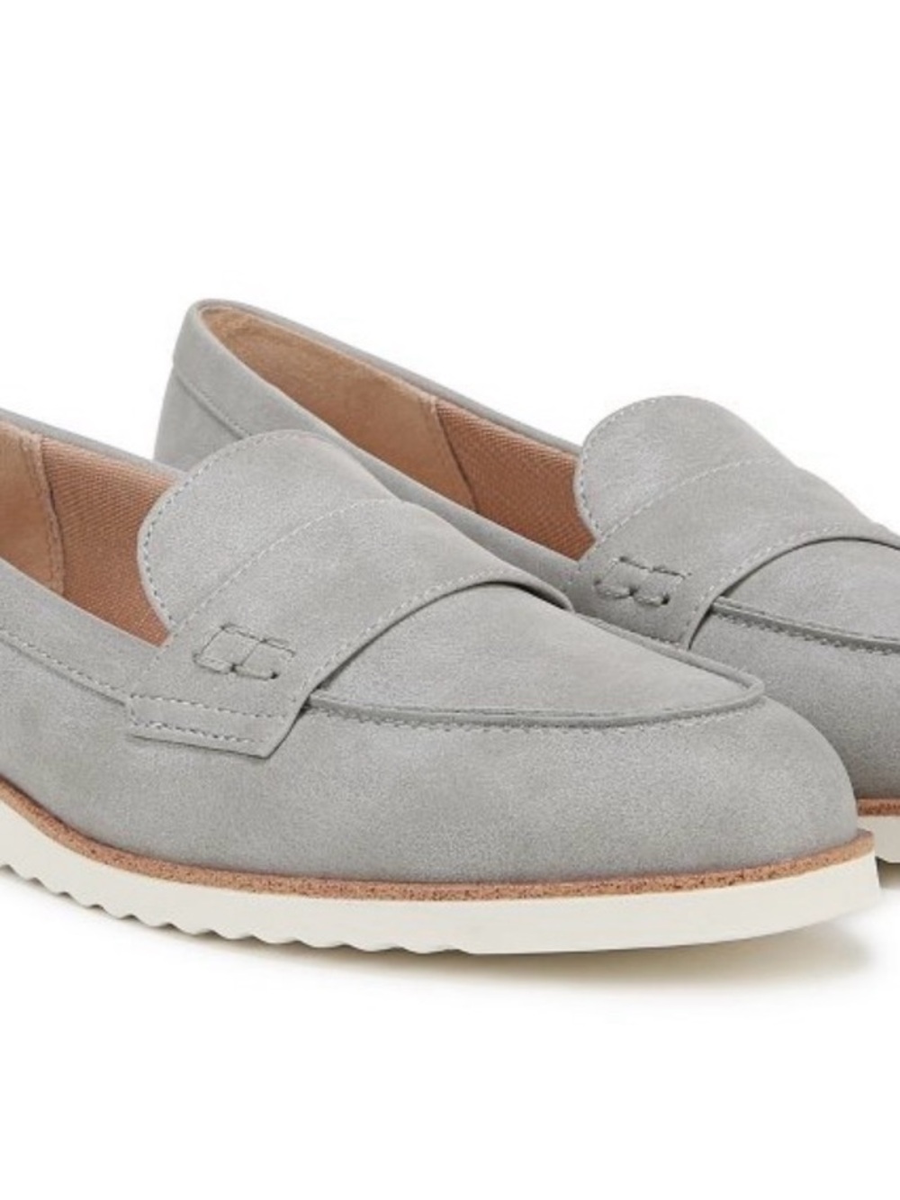 LifeStride Women's Light Gray Suede Penny Loafers